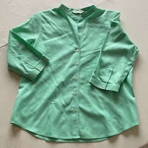 Green and white blouse
